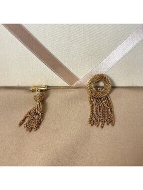 Midcentury Emmons Gold Plated Tassel Stick Pin Fringe Dangle Vintage A14